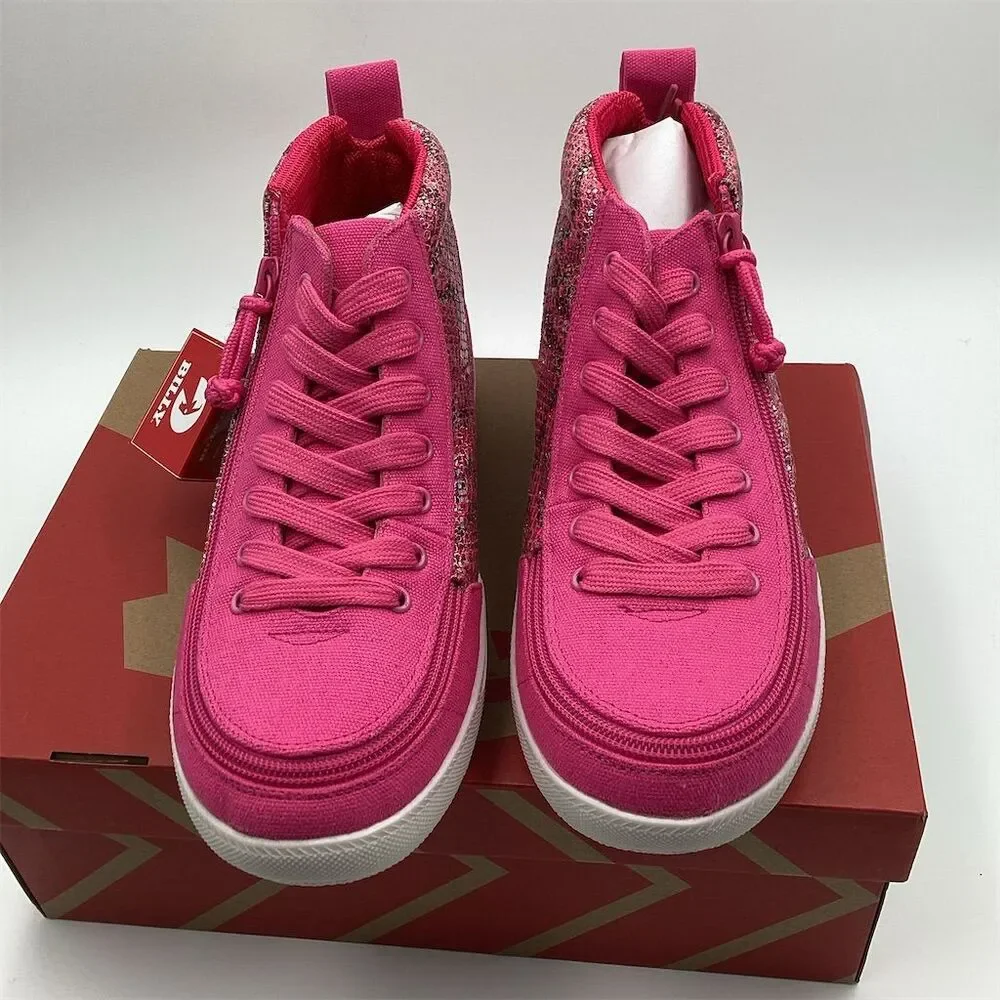 BILLY Girls'‎ High-Top Sneakers Size 7 Pink Snake Wide-Width Zip